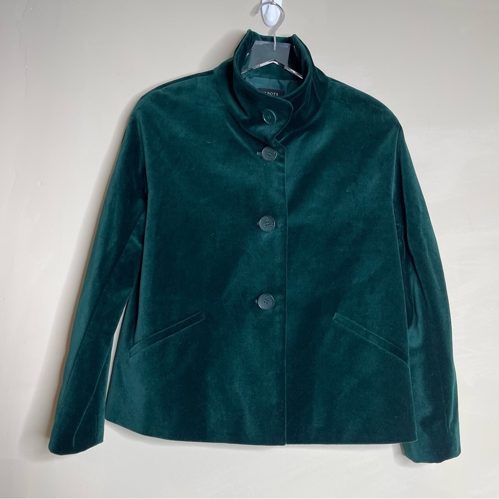 Talbots Women's Green Velvet Cotton Blend Blazer Jacket